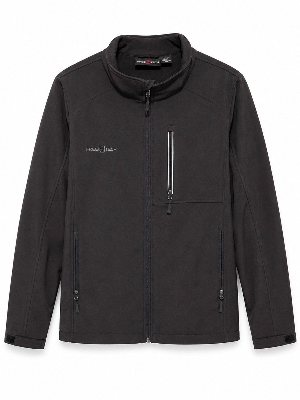 Free Tech Black Softshell Jacket Mens 2XL Full Zip Lightweight Coat - Picture 2 of 5